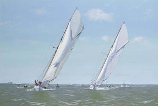 Ronald Charles Mitchell - Tuiga leading Mariquita around the North Sentinel buoy off Egypt Point, Cowes