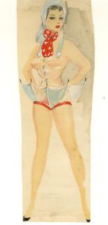 Ronald Cobb - An original costume design of a Murray\'s Cabaret Club showgirl in an umbrella skirt