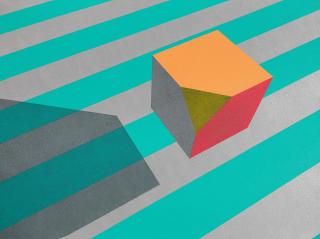 Ronald Davis - Mitered Cube Over Stripes, 1988