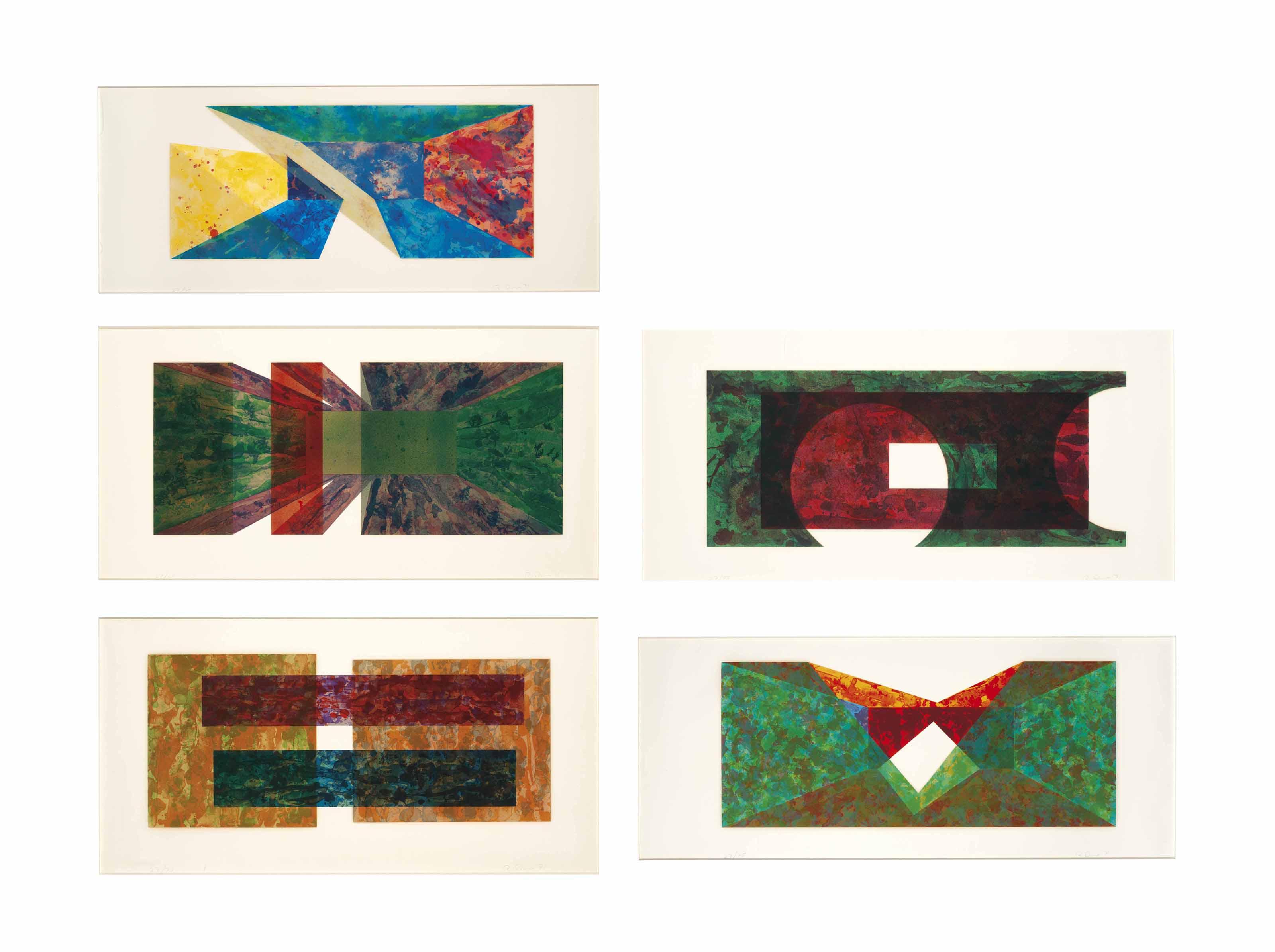 Ronald Davis - Triangle Slice; Diagonal Slice and Two Circle Rectangle (from Rectangle Series)