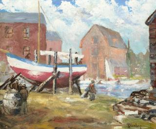 Ronald Ossory Dunlop R.A., R.B.A. - Boat Yard on the River Blyth, Walberswick