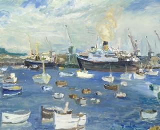 Ronald Ossory Dunlop R.A., R.B.A. - Harbour Scene