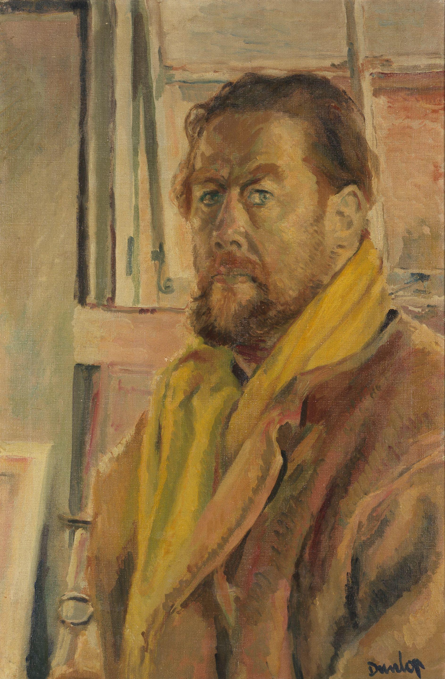 Ronald Ossory Dunlop R.A., R.B.A. - Myself with Yellow Scarf