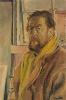 Ronald Ossory Dunlop R.A., R.B.A. - Myself with Yellow Scarf