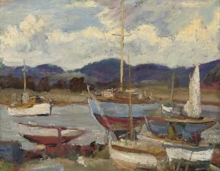 Ronald Ossory Dunlop, R.A. - Boats at Itchenor, near Chichester