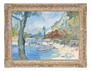 Ronald Ossory Dunlop, R.A. - Figures On A Beach With Boats