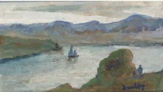 Ronald Ossory Dunlop, R.A. - Sailing Boat On A Creek