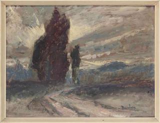 Ronald Ossory Dunlop, R.A. - The road home; Figure in a field