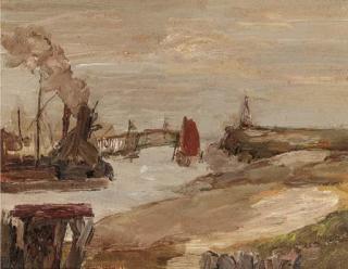 Ronald Ossory Dunlop - Ships in an Estuary