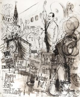 Ronald Searle - Richard Nixon At Airport Rally