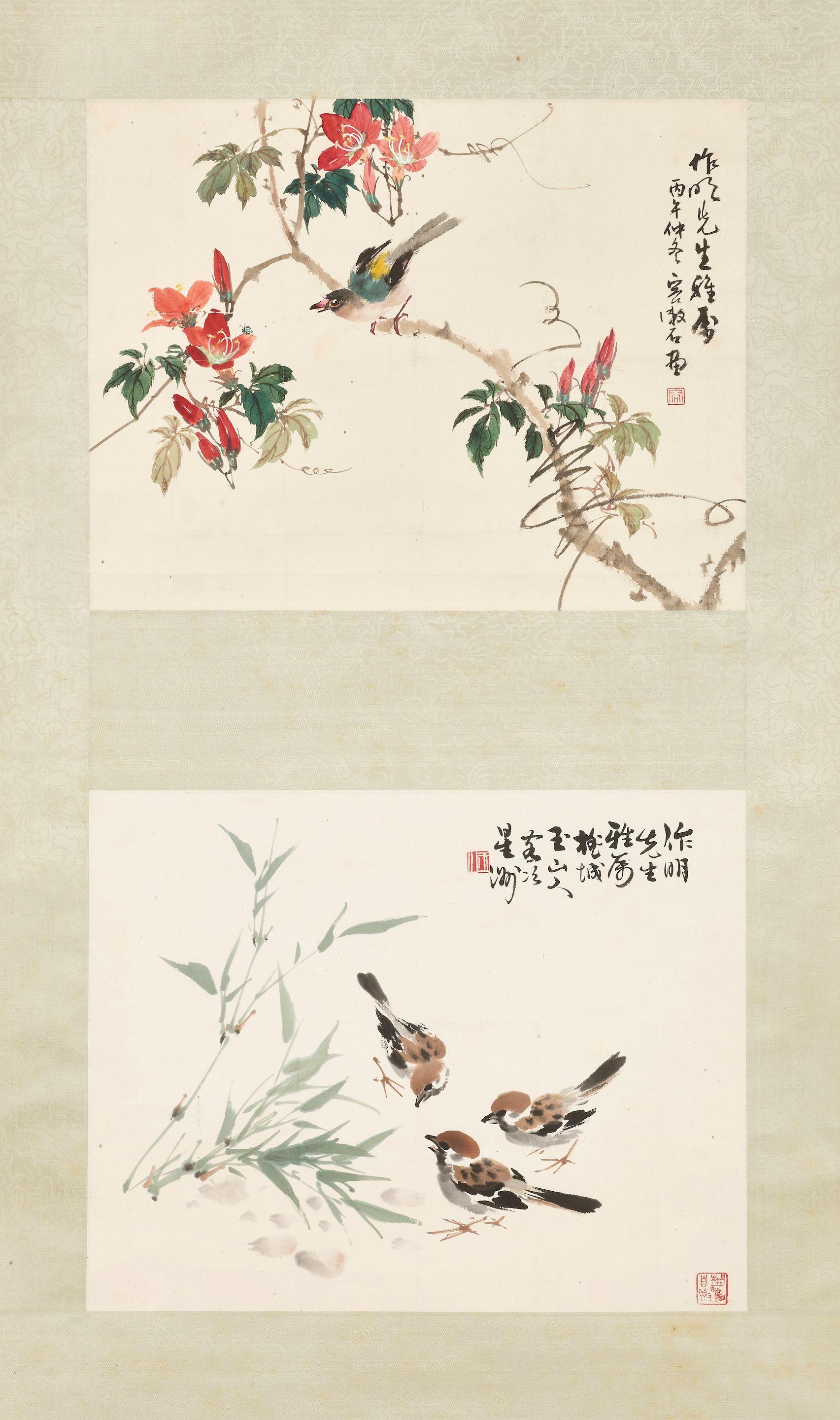 Rong Shushi - Oriole and Kapok; Sparrows and Bamboo, 1966