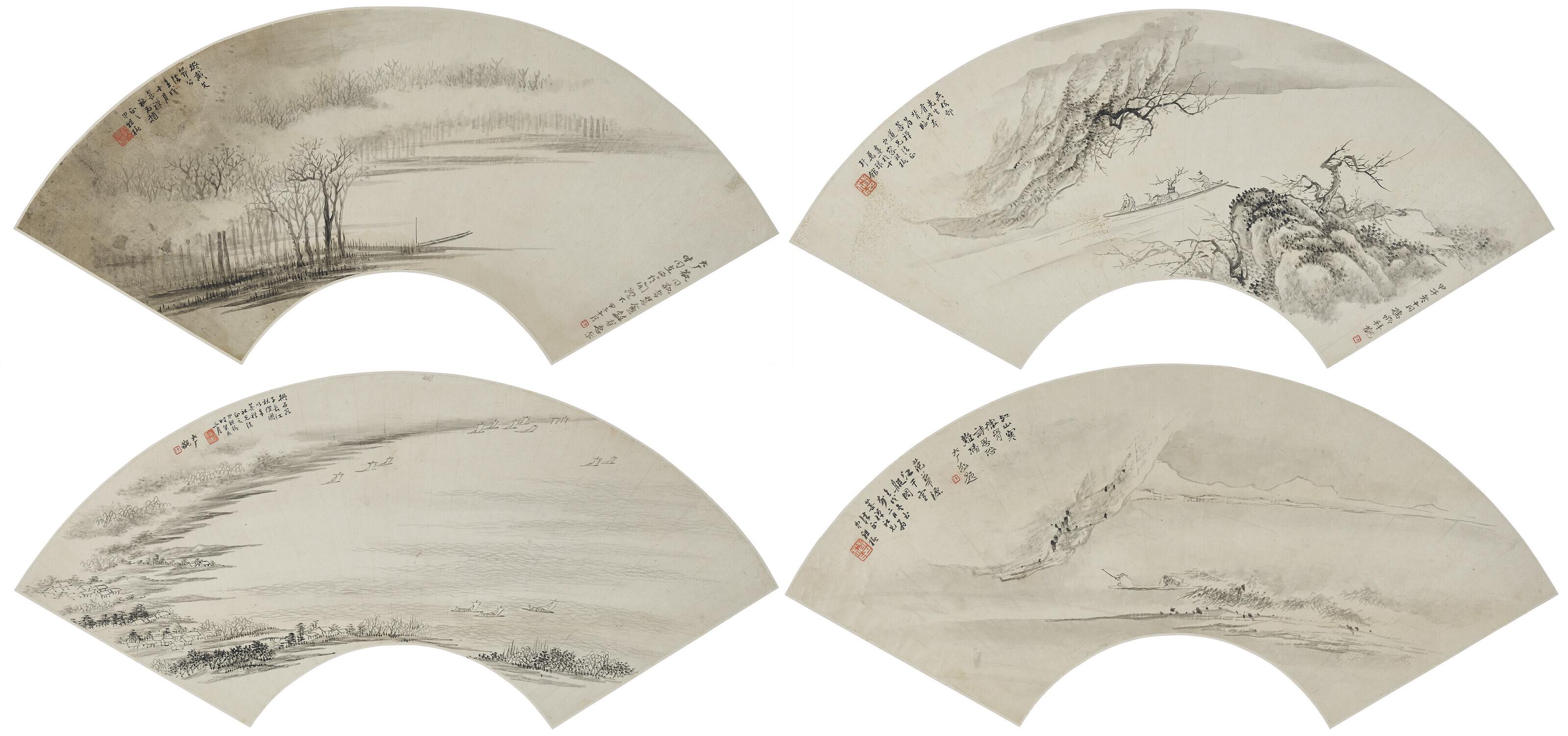 Rong Zuchun - Landscapes Fan Collection