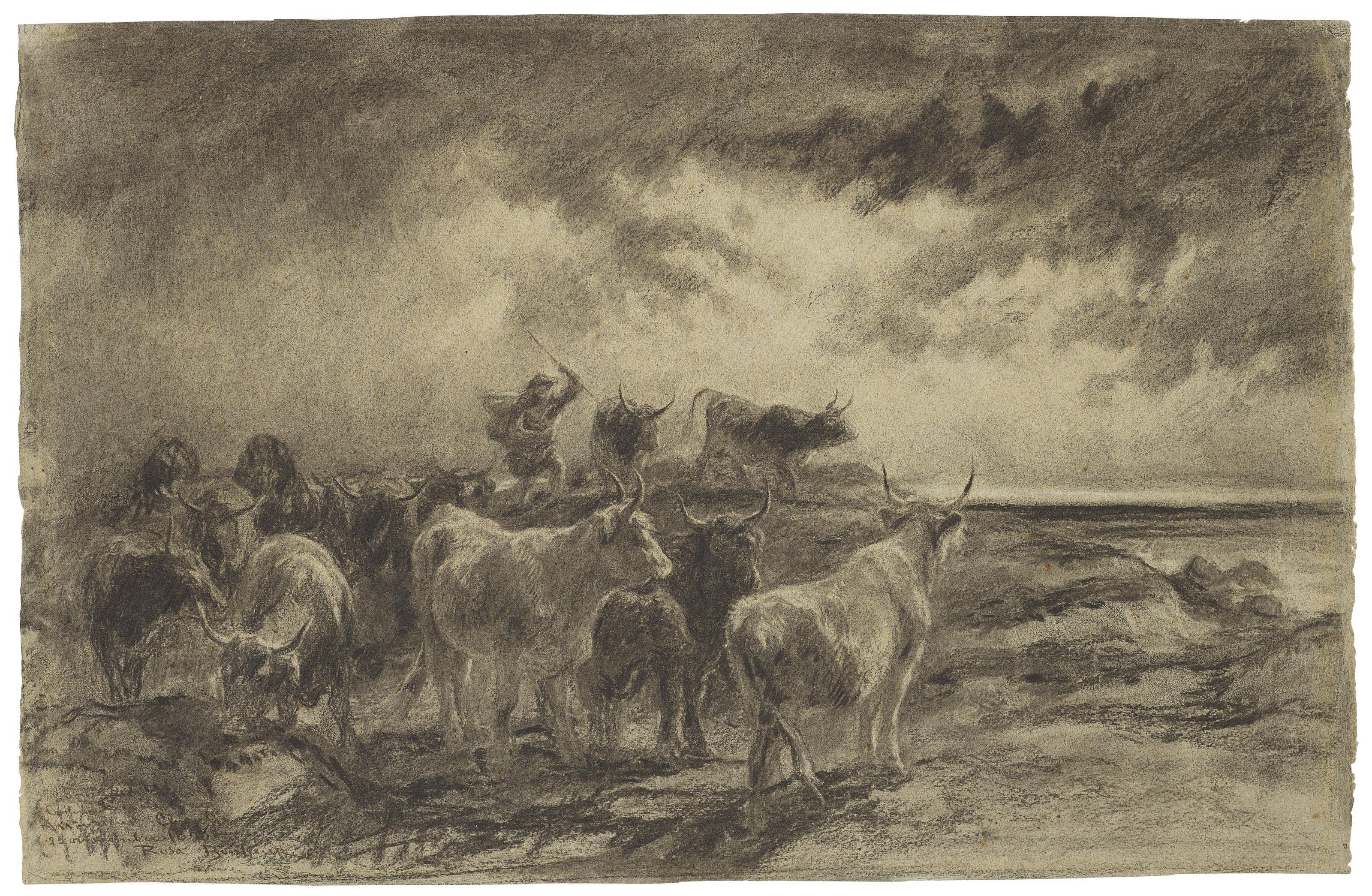 Rosa Bonheur - A cowherd driving cattle