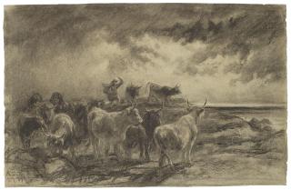 Rosa Bonheur - A cowherd driving cattle
