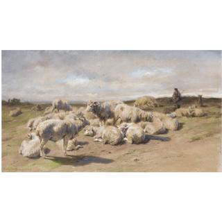 Rosa Bonheur - A Shepherd Resting With His Flock