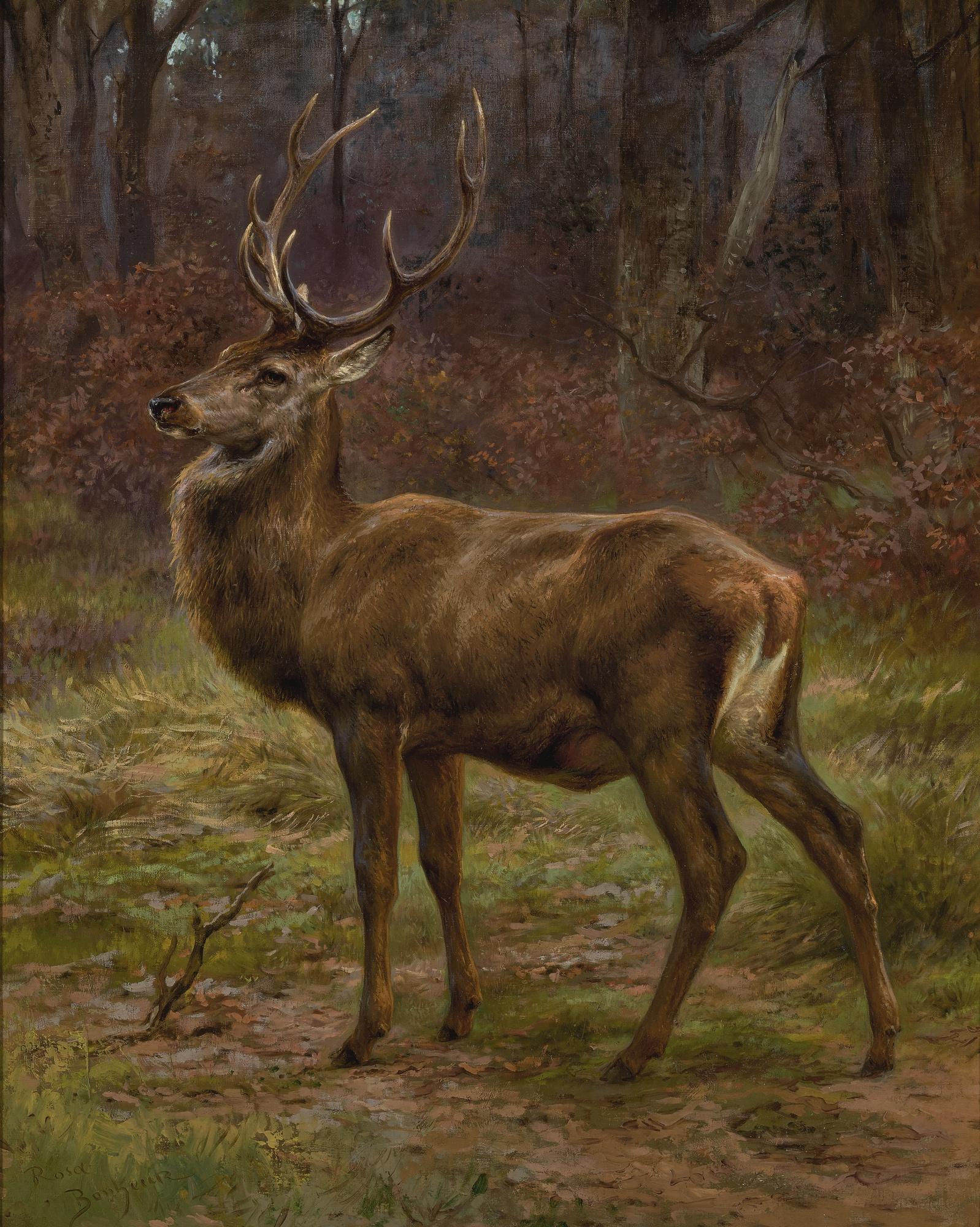 Rosa Bonheur - French stag In An Autumn Landscape