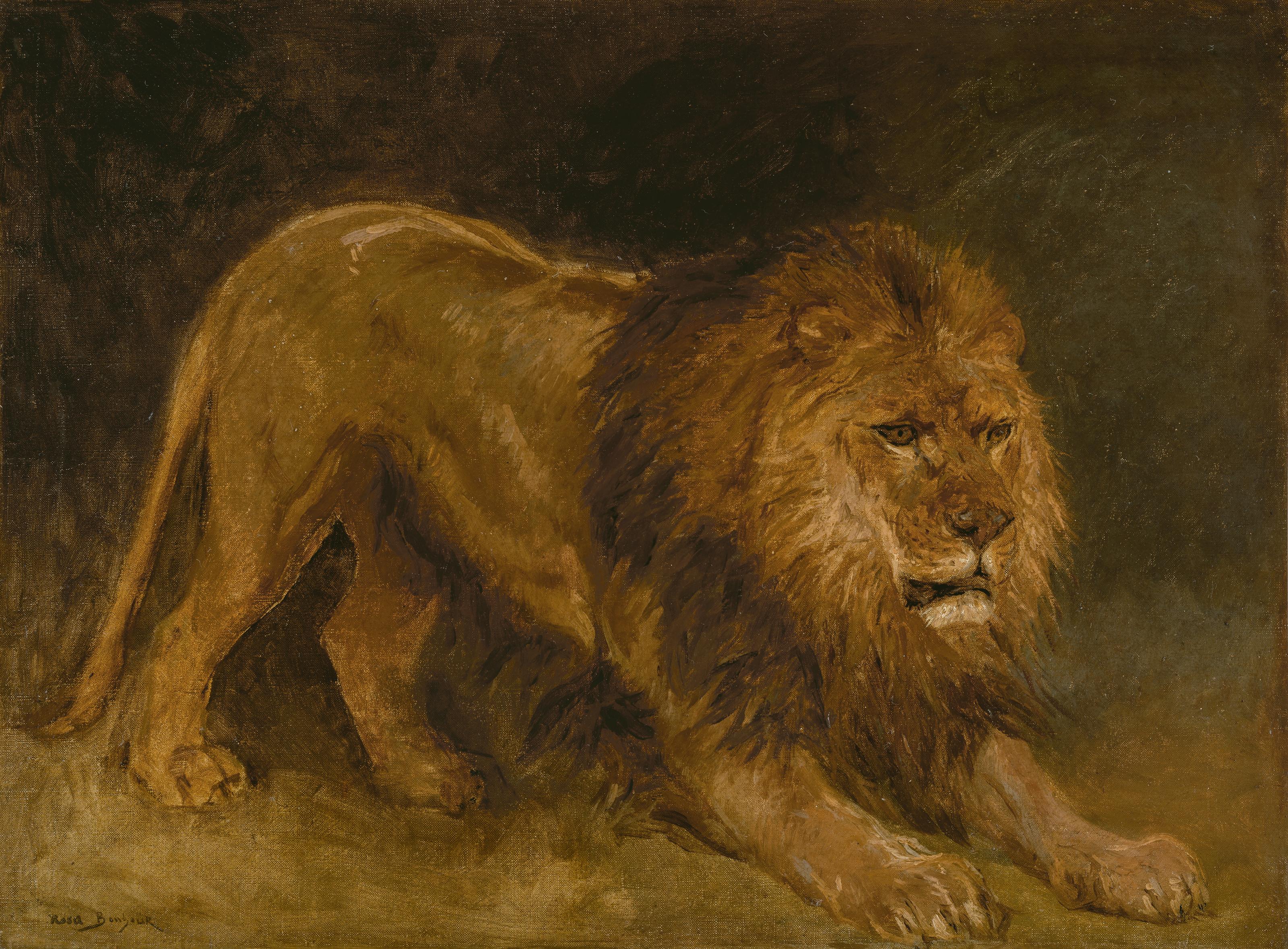 Rosa Bonheur - Lion guettant une proie