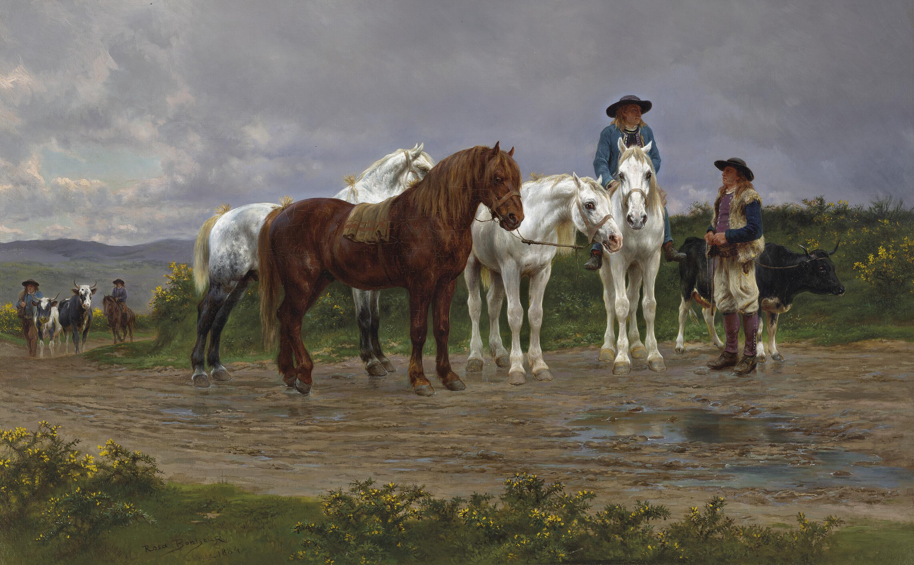 Rosa Bonheur - Pyrenees Farmers, Market Bound