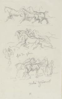 Rosa Bonheur - Two sheets of studies of horses and sheep (recto and verso)