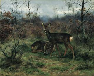 Rosa Bonheur - Young deer in a forest clearing