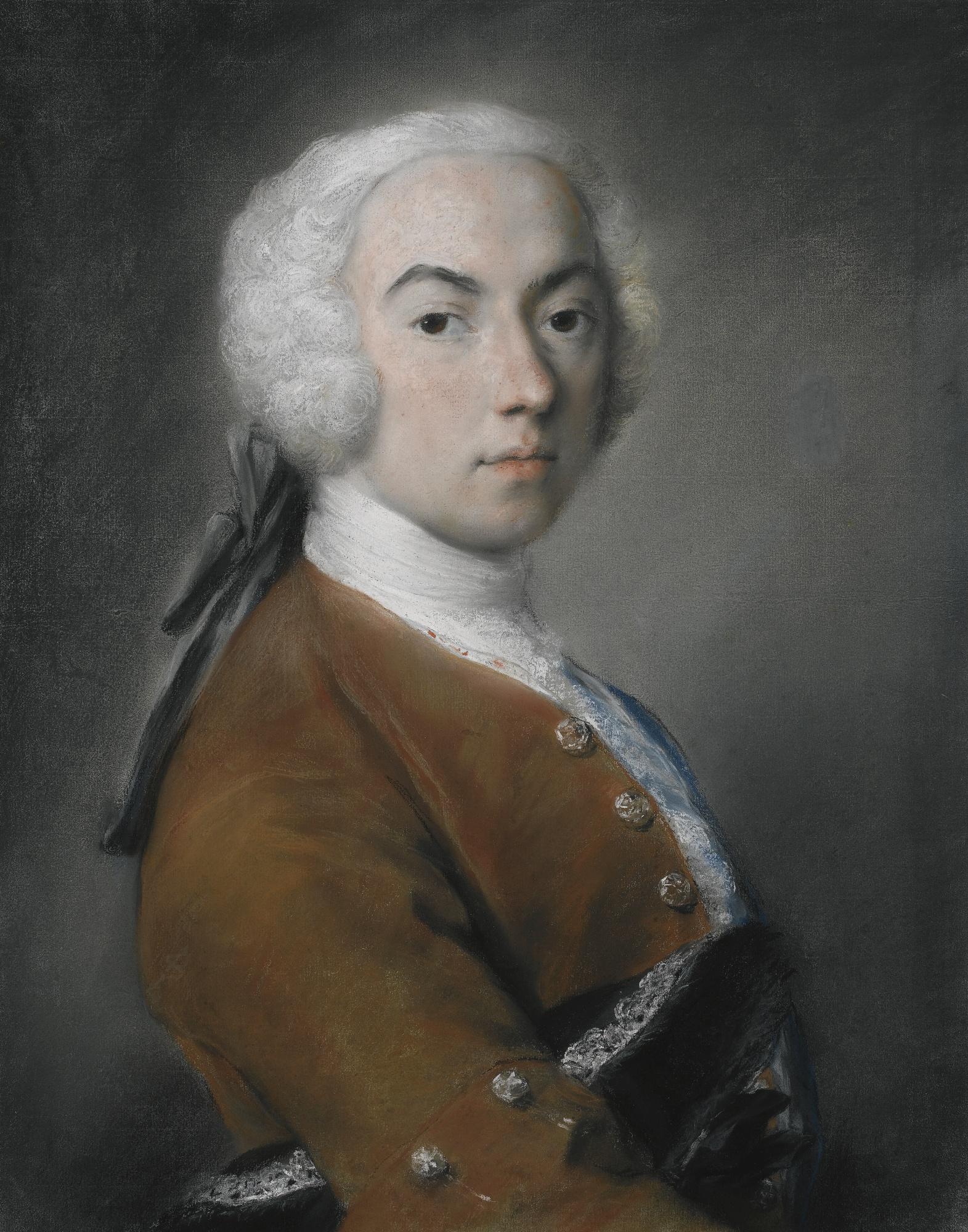 Rosalba Carriera - Portrait Of A Gentleman, Half Length, His Hat Beneath His Arm