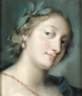 Rosalba Carriera - Portrait of a poetess crowned with a laurel wreath, bust-length