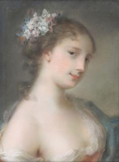 Rosalba Carriera - Portrait of a young lady, bust-length, turned to the right (An allegory of Spring)