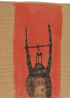 Rosemarie Trockel - Affe auf Rot.