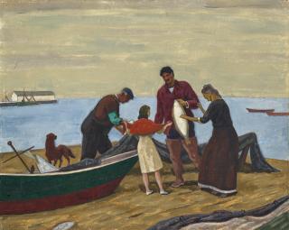 Ross E. Moffett - Conversation 16 1/8 x 20 1/8 in. (41 x 51.1 cm.)