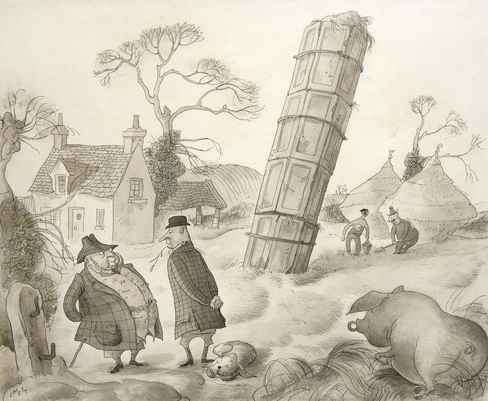 Rowland Emett - ‘...And My Italian Prisoners Put Up The Silo...’