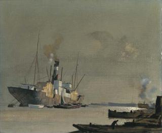 Rowland Hilder - A Ship In Port