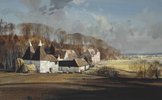 Rowland Hilder - Landscape With Oast Houses, Crockham