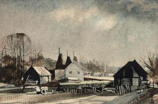 Rowland Hilder - Oast houses, Kent
