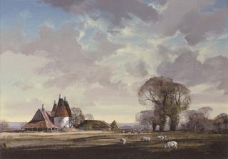 Rowland Hilder - Old Oast Houses at Chiddingstone, Kent
