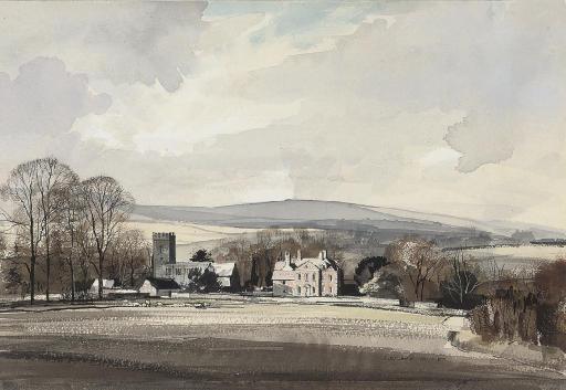 Rowland Hilder - The Church & The Old Rectory, Whichford