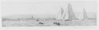Rowland Langmaid - Britannia, White Heather And Shamrock Racing In The Solent Off Ryde