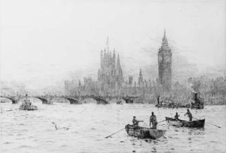 Rowland Langmaid - Westminster from County Hall; and The Pool of London