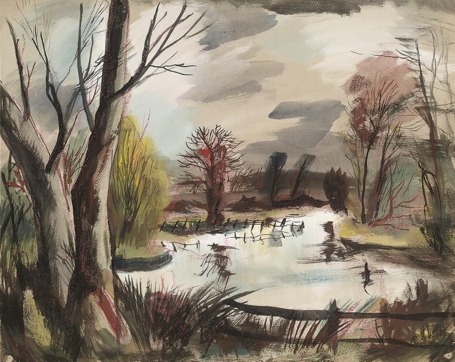 Rowland Suddaby - Decoy on the River Stour near Wessington; Estuary at Heybridge, Essex; Still life on a window sill; and Fairbrook Naze from Seal Edge near Bleaklow, Derbyshire