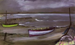 Rowland Suddaby - Terraced grove; and Boats at shore