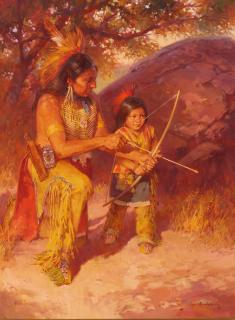 Roy Andersen - His New Bow 40 x 30 in. framed 53 x 43 in.