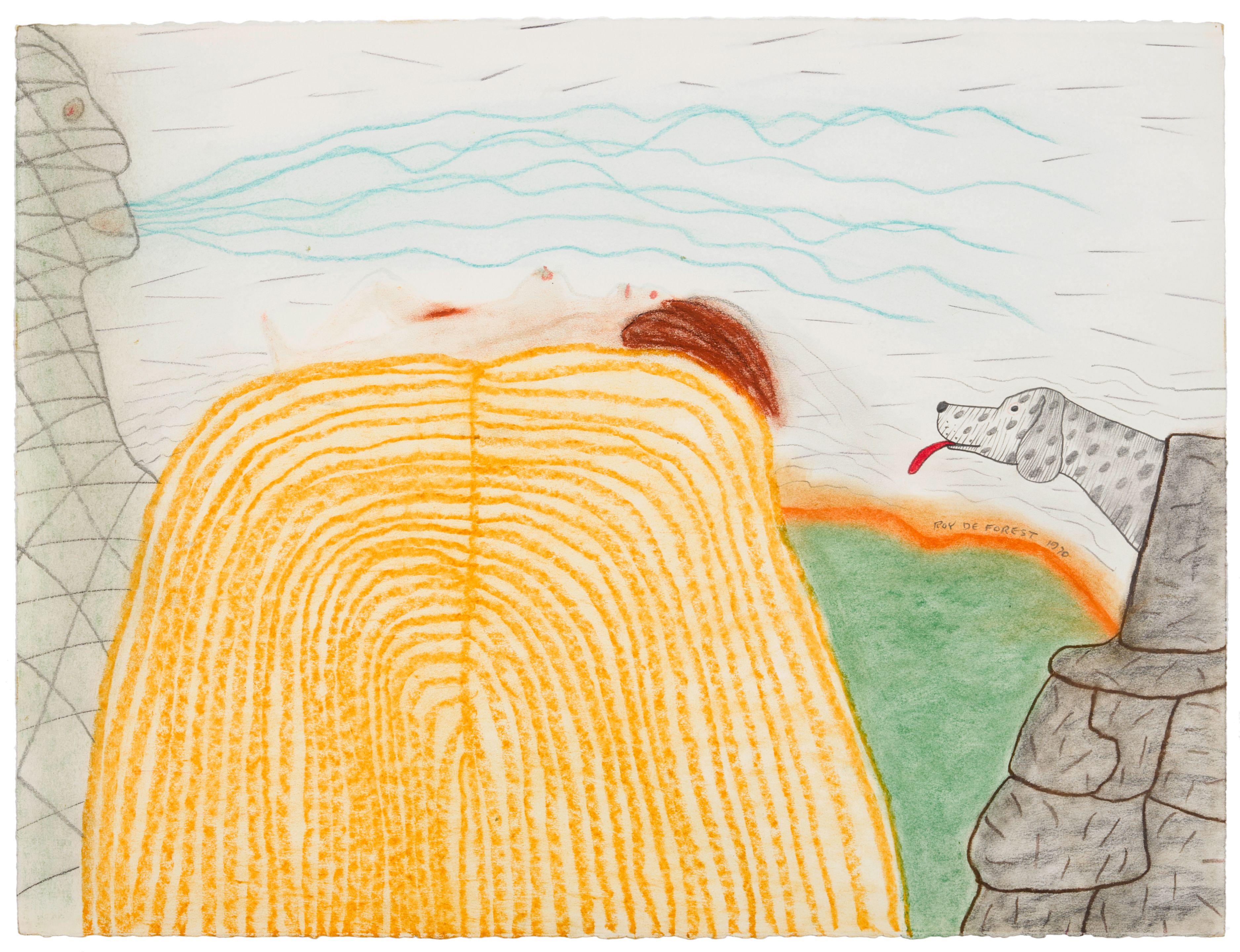 Roy De Forest - Untitled (Nude with Dog), 1970