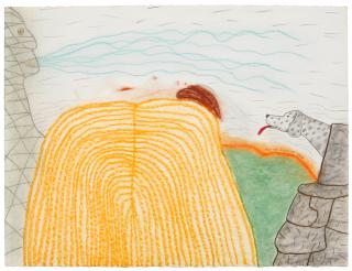 Roy De Forest - Untitled (Nude with Dog), 1970