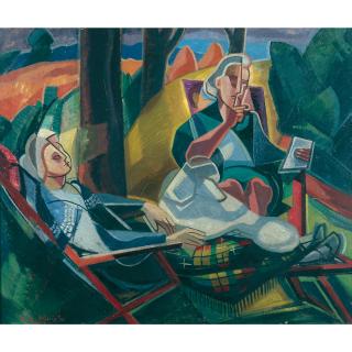 Roy De Maistre - Australian Lord And Lady Ashbourne And Their Poodle