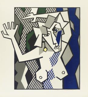Roy Lichtenstein - Nude In The Woods, From Expressionist Woodcut Series