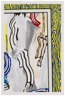 Roy Lichtenstein - Painting on blue & yellow Wall