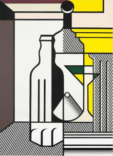 Roy  Lichtenstein - Purist Painting with Bottles