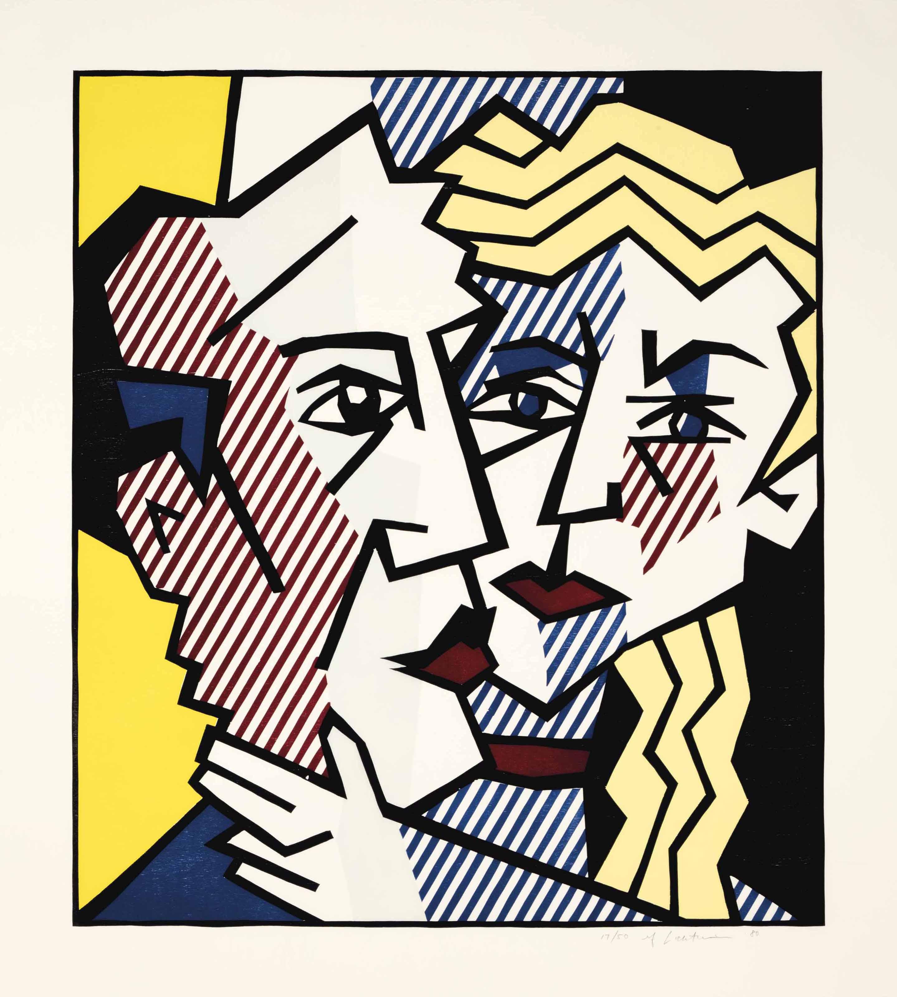 Roy Lichtenstein - The Couple, From The Expressionist Woodcut Series
