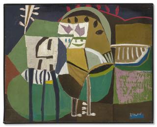 Roy Lichtenstein - Untitled (Two Chippewa Building Canoe)