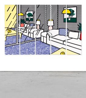 Roy Lichtenstein - Wallpaper With Blue Floor Interior (C. 260)