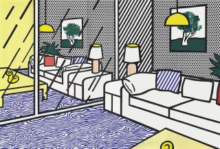 Roy Lichtenstein - Wallpaper With Blue Floor Interior (C. 260)